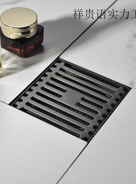 3式04不锈方钢黑色形卫生间淋地浴房下水道防臭防HCB堵隐藏漏