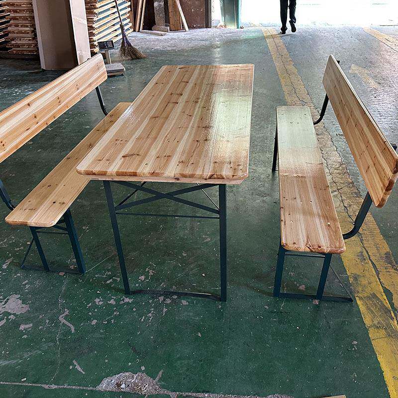 实质带靠档背啤酒桌庭院夜市户外木套装烧木烤ADW大排桌椅餐椅可