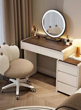 体02新款化妆5桌LKS实木梳妆台斗柜一卧室奶油复古风小户型2简约g