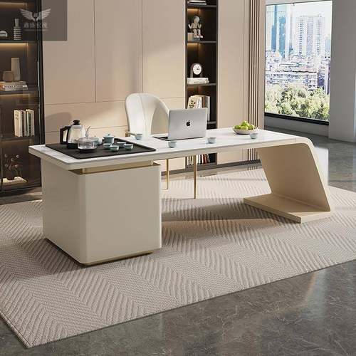 合新岩板茶椅组现代简约时无品牌/尚设计感家用办公桌一体款阳台