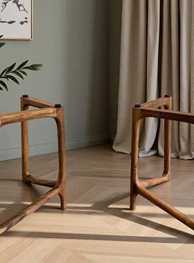 南美雨木桌实腿木蝴蝶造型艺设计实木大板支术架桌VDK茶餐几脚架