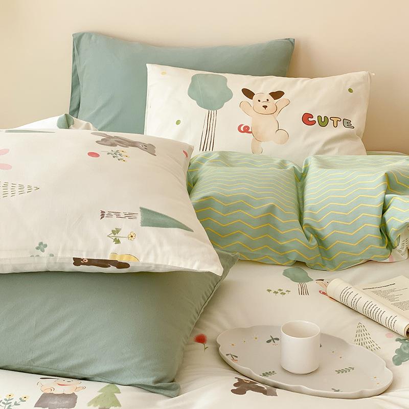 全棉100纯棉卡通床上用品1四件套单被床套床笠.5米1三yqyty.8m床