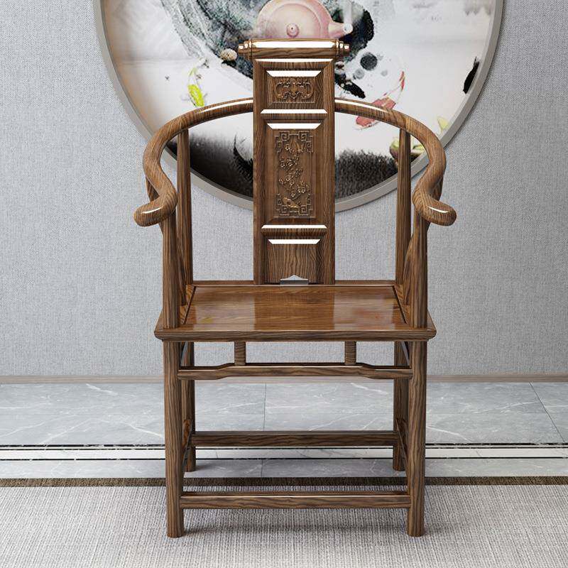 中主式实MBR木圈靠椅人椅太师用椅官帽椅茶桌围椅三件套家办公背