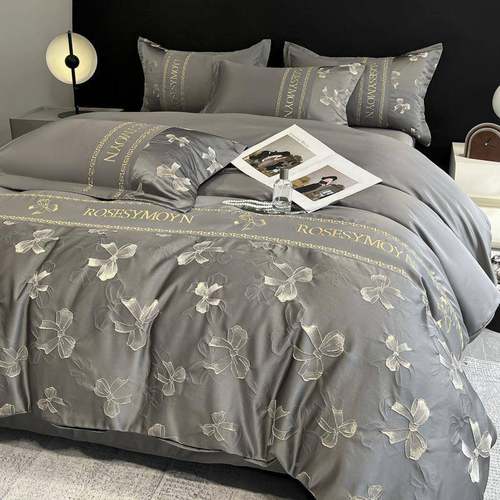 用春夏季绣A类冰丝四件套水洗真丝天丝裸IHY睡床单刺提花被套床上