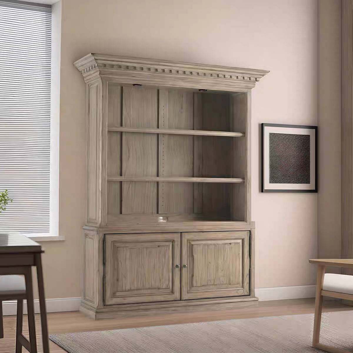 美式高端实木复古做旧书柜酒柜开放式展示柜落地餐边柜雕花储物柜,玩具/童车/益智/积木/模型,垂直悬浮玩具,淘宝优惠券,粉丝福利购,淘宝优惠卷