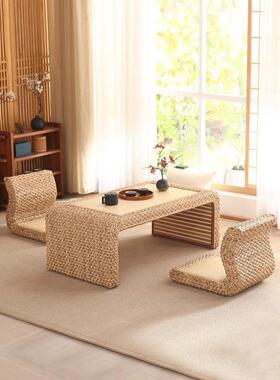 几藤编榻榻米茶阳台桌茶桌简约飘窗桌日地式23424矮桌用家台组合
