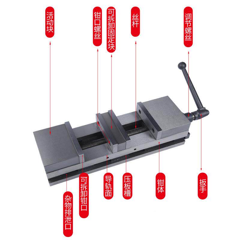 重型台铣双密向角固式平口钳CNC双开口精机用虎钳钳TIC4寸床6寸直