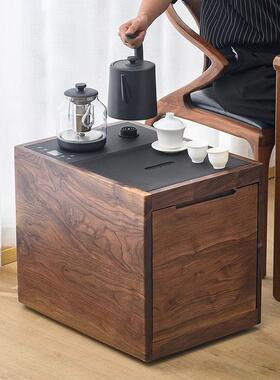 北美黑胡茶桃边水柜移动茶台KVS烧体水壶一家用小茶桌实木阳台茶