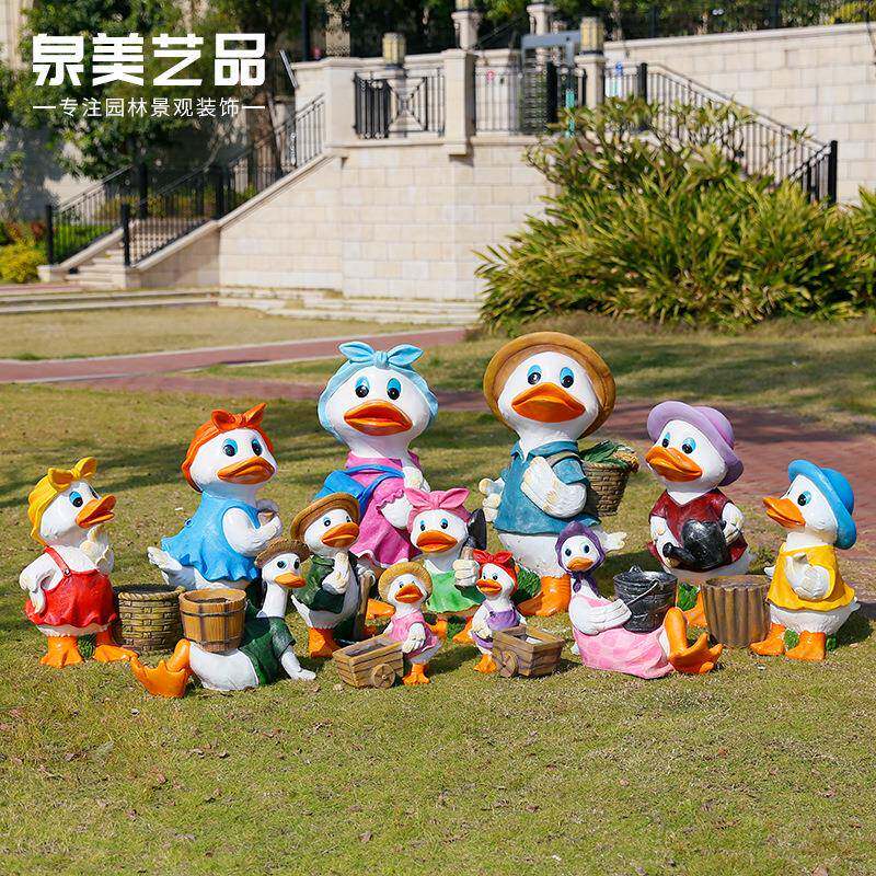 玻璃钢动物雕塑卡子通鸭摆件户外花园院庭装饰儿园商场幼门QNC店