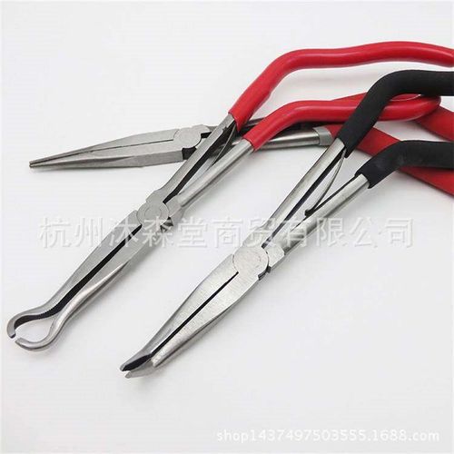 加长尖嘴钳子弯嘴钳扁嘴弯头钳夹持尖咀钳长嘴尖头斜嘴钳火花塞钳