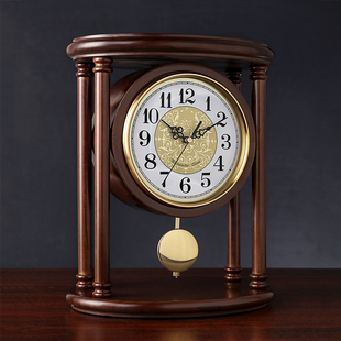 欧式 饰摆件时钟创意静音台钟HD382 客厅座钟钟表实木桌台博古架装