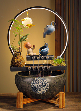 创意流水招财摆件循环水生财中式鱼缸景观装饰客厅办公室桌面礼品