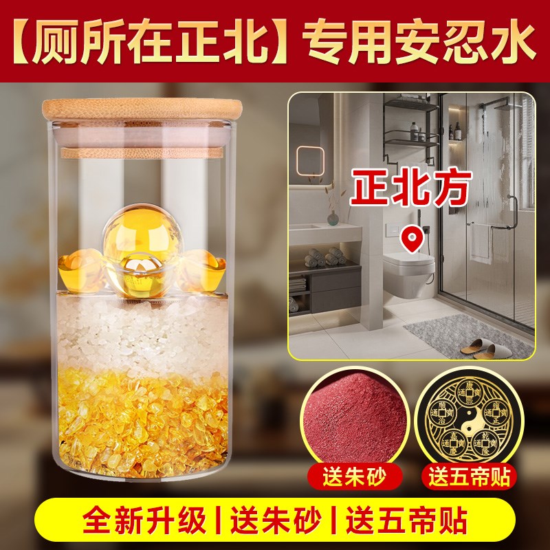 厕所在正北专用安忍水2024铜钱卫生间玻璃瓶子材料配件摆件安仁水