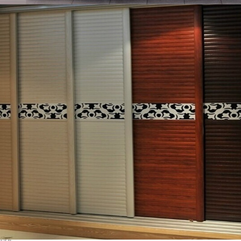 移门定制钛镁铝合金木塑板衣柜门 百叶板推拉门壁橱门皮革移门