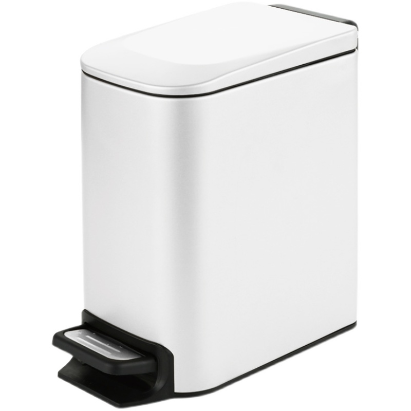 不锈钢垃圾桶家用脚踏式带盖长方形白色升小容量客厅书房卫生间
