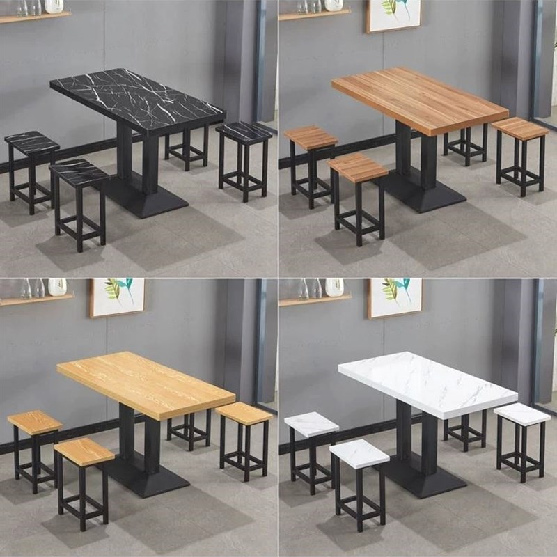 面馆早餐餐厅桌子实木桌椅套装加粗烧烤现代咖啡厅快餐桌椅组合