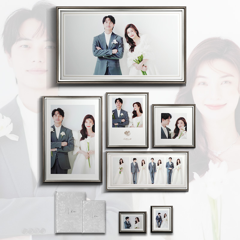 影楼高端婚纱照定制相框相册框摆台放大挂墙结婚照九件套系照片墙