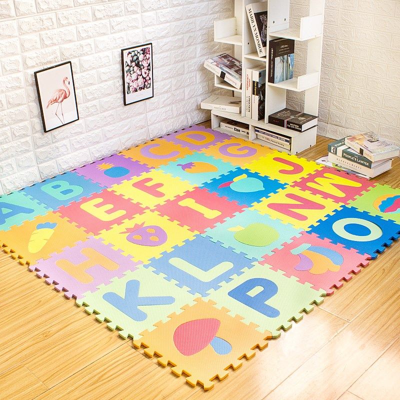 环保出口无味爬行垫数字字母拼图泡沫拼接地垫儿童防滑防摔爬爬垫