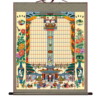 不褪色布供奉老祖宗家谱挂画老式卷轴家堂轴子族宗谱祖先牌位神位