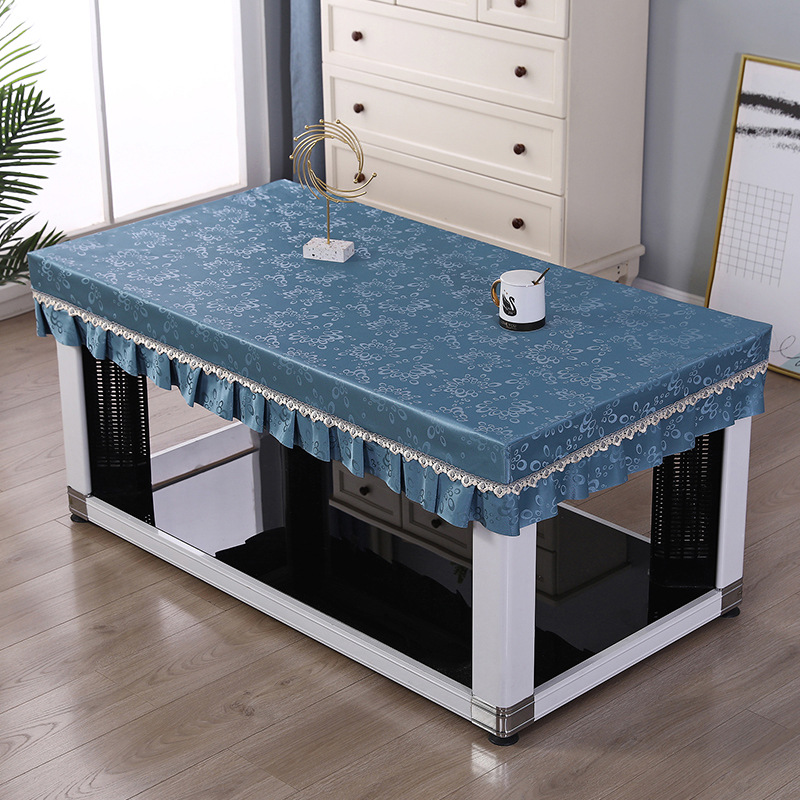 新款烤火桌罩麻将电炉罩正长方形防水防油防烫防尘餐桌布皮罩茶几