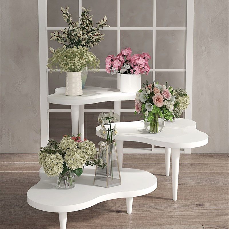 众匠坊鲜花店陈列组合中岛商业美陈橱窗展示台白色烤漆样品流水台