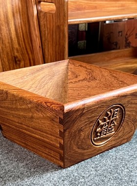 缅甸花梨红木日进斗金米斗独板榫卯仿古创意客厅装饰摆件开业送礼