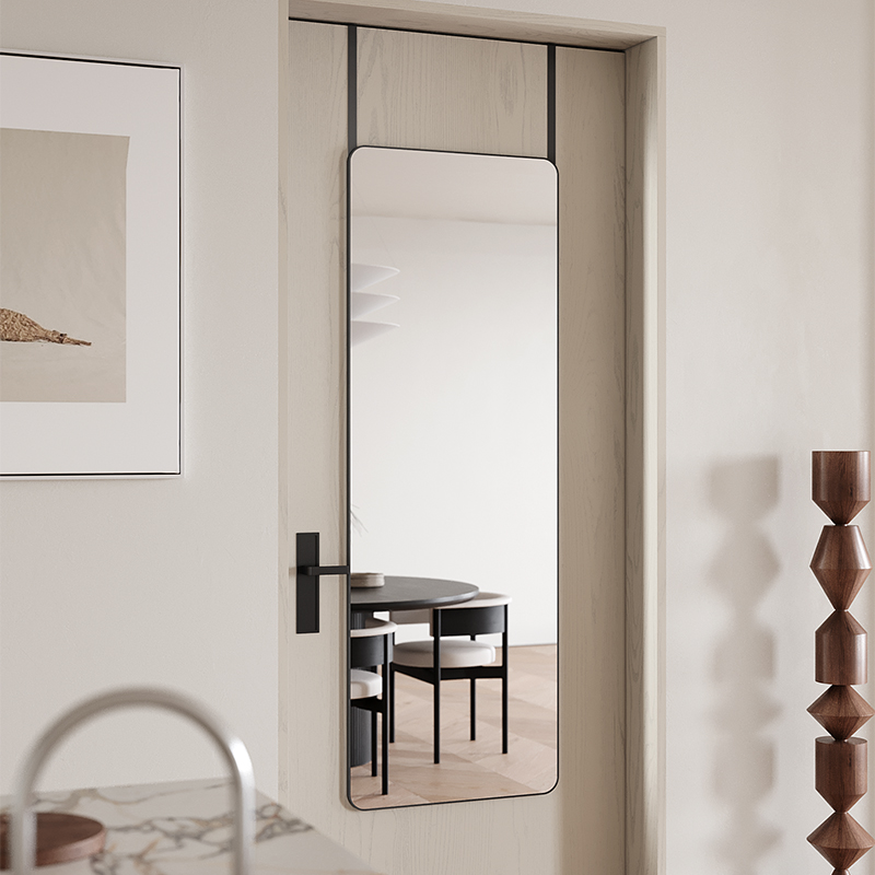 全身挂门镜子家用贴墙自粘壁挂式穿衣镜学生宿舍试衣镜铝合金挂镜