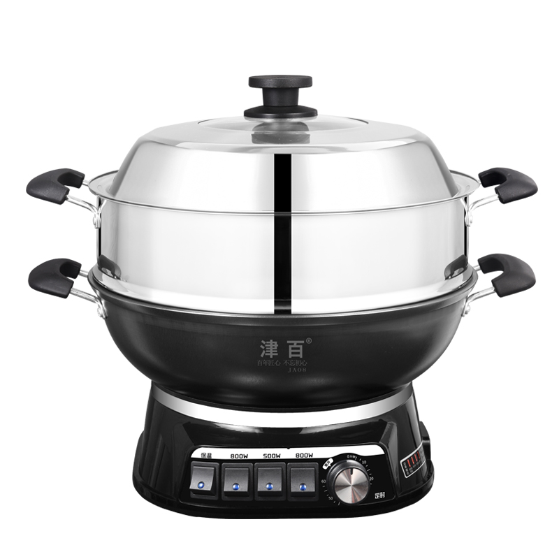 煮火锅锅宿舍家用真不锈电热锅铸铁电锅一体定时炒菜电炒锅多功能