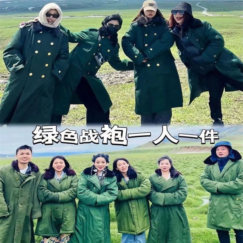 老式军绿棉大衣男优质加厚长款保安防寒劳保工作棉服东北棉袄加绒