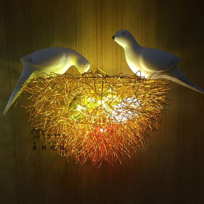 创意个性鸟巢LED壁灯小鸟窝屋艺术灯儿童房餐厅卧室客厅书房壁灯