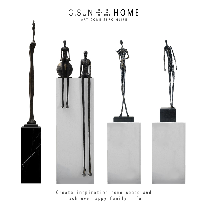创意铁艺抽象人物摆件售楼处酒店大堂玄关落地雕塑金属人软装饰品