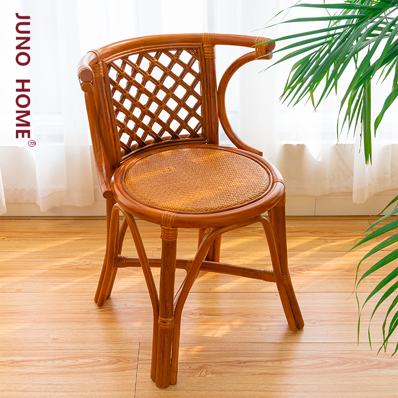 天然真藤椅家用三件编织阳台小靠背藤椅休闲咖啡扶手腾椅