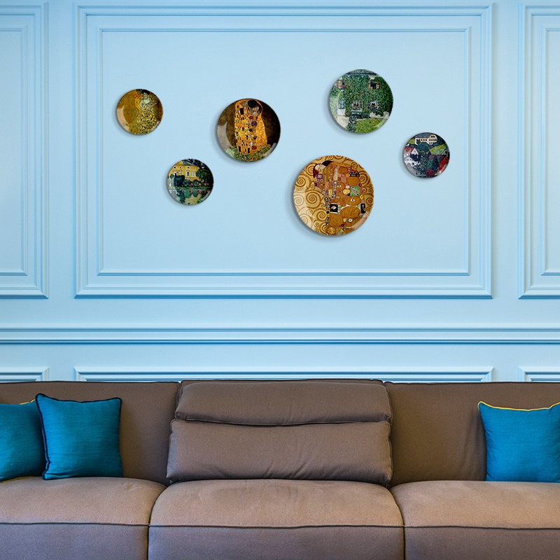 6英寸吻与拥抱 克里姆特欧式客厅背景墙壁挂盘陶瓷装饰盘子摆件