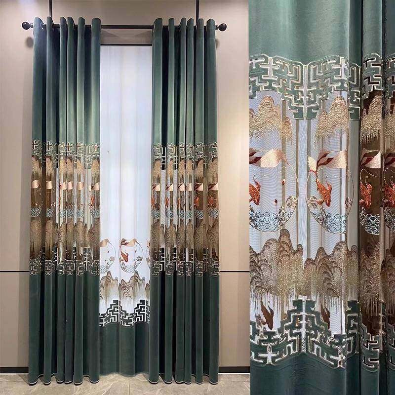 新中式窗帘客厅高端绣花古典中国风高档现代遮光绒布卧室纱帘成品,3C数码配件,其它配件,淘宝优惠券,粉丝福利购,淘宝优惠卷
