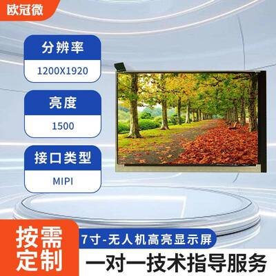 7寸-无人机高亮模组-1200x1920/MIPI接口/1500亮度显示屏