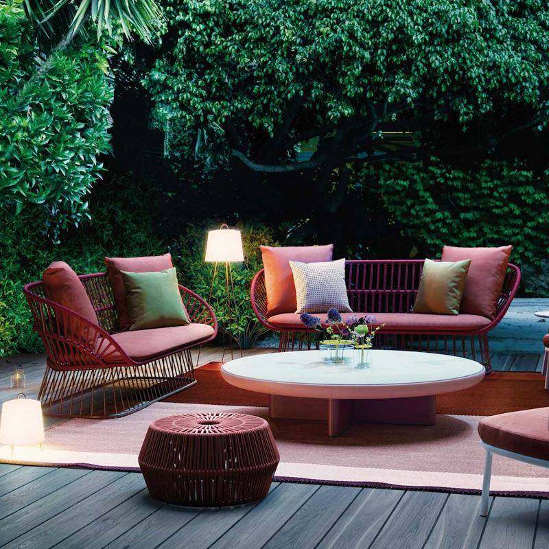 室外阳台别墅庭院藤编藤椅沙发茶几户外样板房售楼部设计师绳编椅