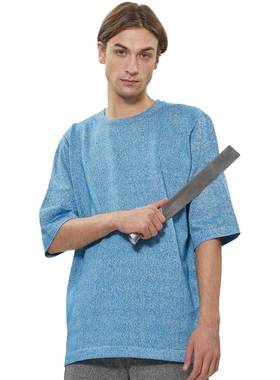 现货小圆领蓝色短袖5级防切割耐磨撕咬防砍T恤搬运玻璃防护服