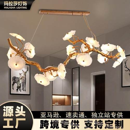 后现代轻奢全铜餐厅吊灯奢华创意别墅餐厅个性水晶艺术树枝型吊灯