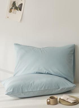 全棉水洗棉纯白色单品枕头套一对装纯棉简约单件信封枕套48x74cm