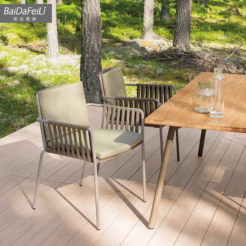 户外桌椅高端藤椅庭院花园别墅样板房设计师家具露台休闲区餐桌椅