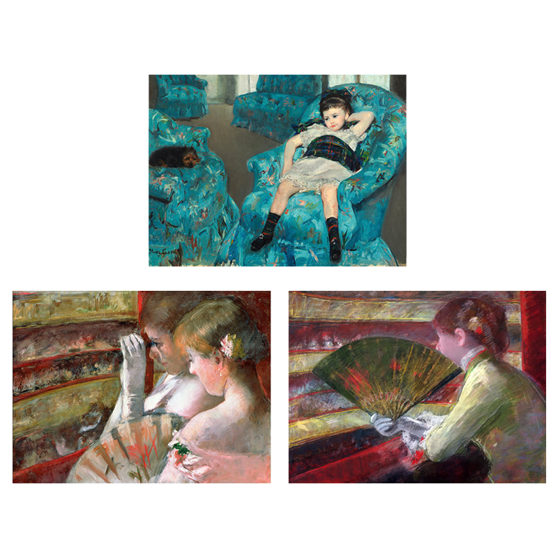 玛丽·卡萨特包厢里欧式小众艺术装饰画油画布人物客厅卧室画芯