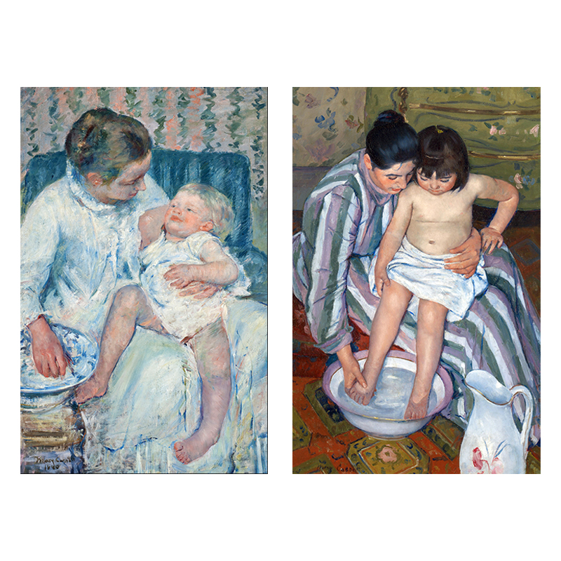 玛丽·卡萨特 洗澡 复古装饰画卧室床头名画复制海报餐厅油画画芯