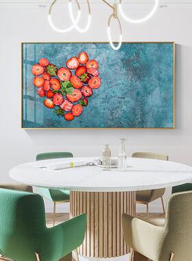 欢乐时光现代轻奢风格餐厅装饰画蓝黑色草莓酒杯墙画客厅沙发挂画