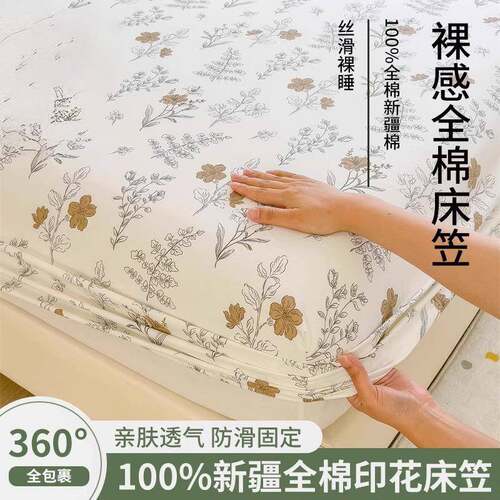 新款全棉纯棉床笠单件加厚床垫保护罩床套防滑防尘罩床罩2024新款