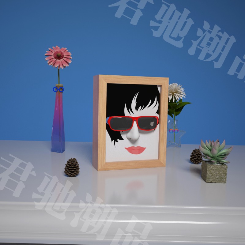 君驰潮品 特色3D立体相框眼镜店装饰画挂画相框画墙画眼镜道具