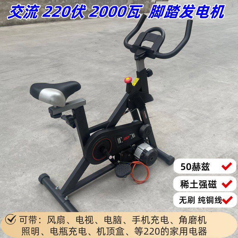 220V伏2000瓦交流脚踏发电机动感单车健身12伏24V36V48V60V72永磁
