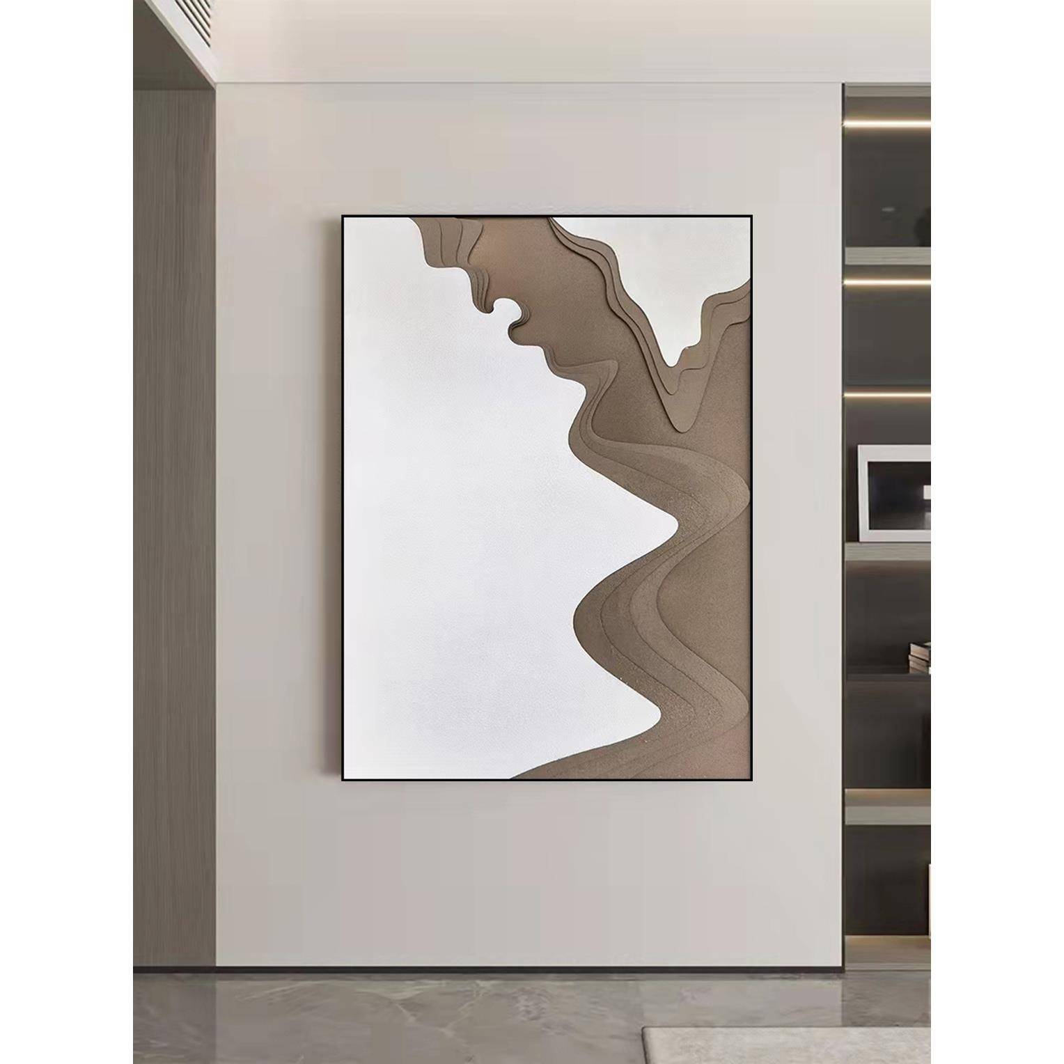 立体木雕手绘油画抽象现代简约客厅落地画餐厅挂画玄关走廊装饰画