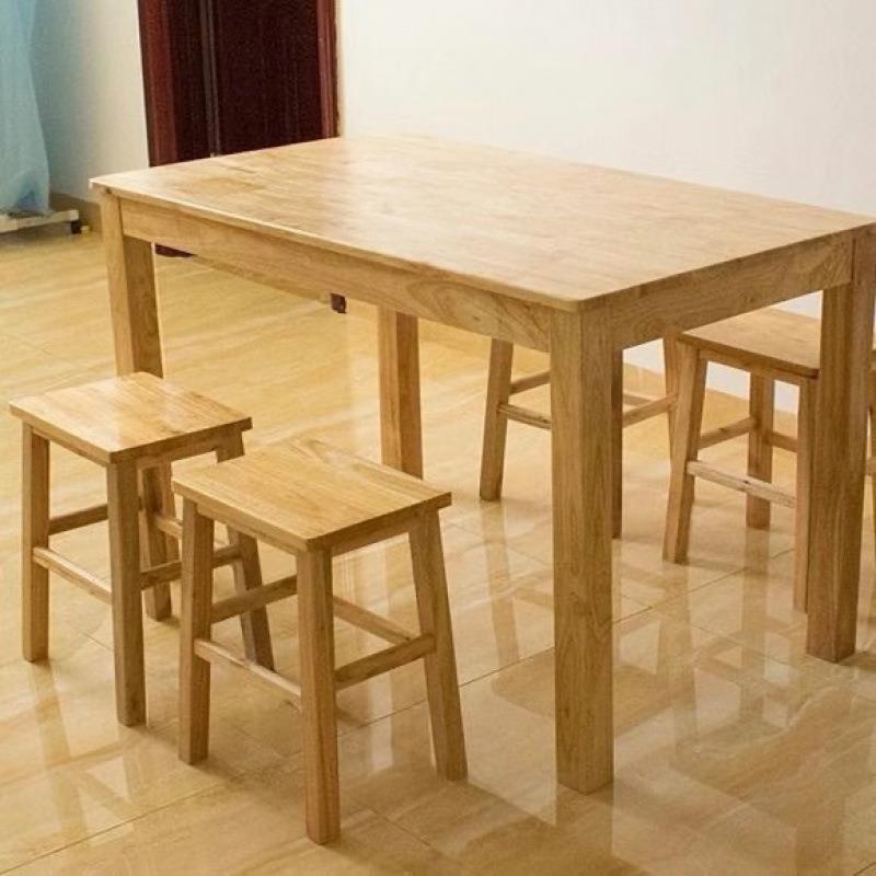 餐桌椅组合长方形正方形饭店小吃桌椅凳子4人6人简易实木桌子长条