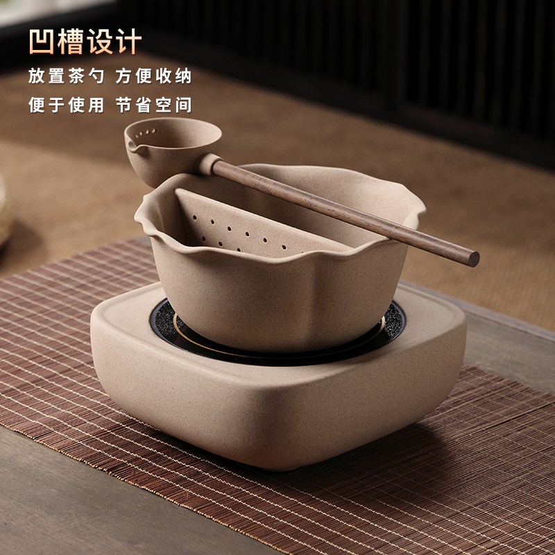 麦饭石茶釜煮茶器煮茶碗古法煮茶盆煮茶炉陶瓷煮茶壶陶壶围炉陶罐