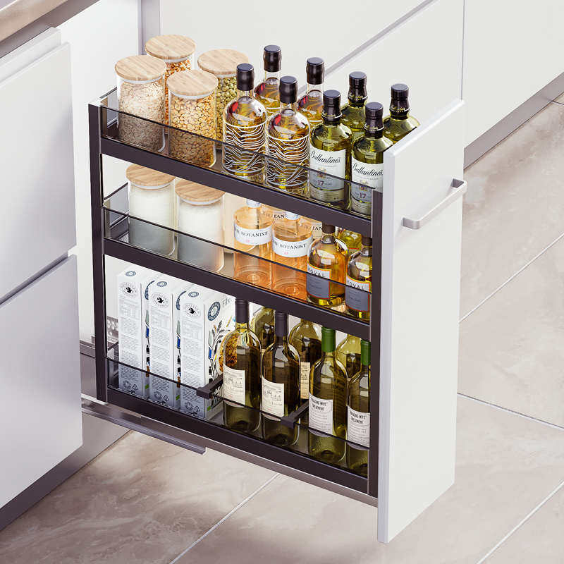 拉篮厨房橱柜抽屉式迷你尺寸小调味篮厨柜拉置物架窄柜内调料蓝